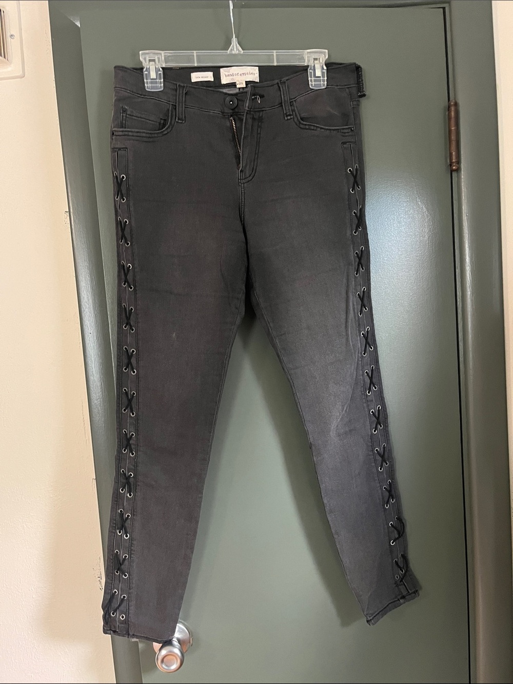 Band of Gypsies Black Lace-Up Skinny Jeans
